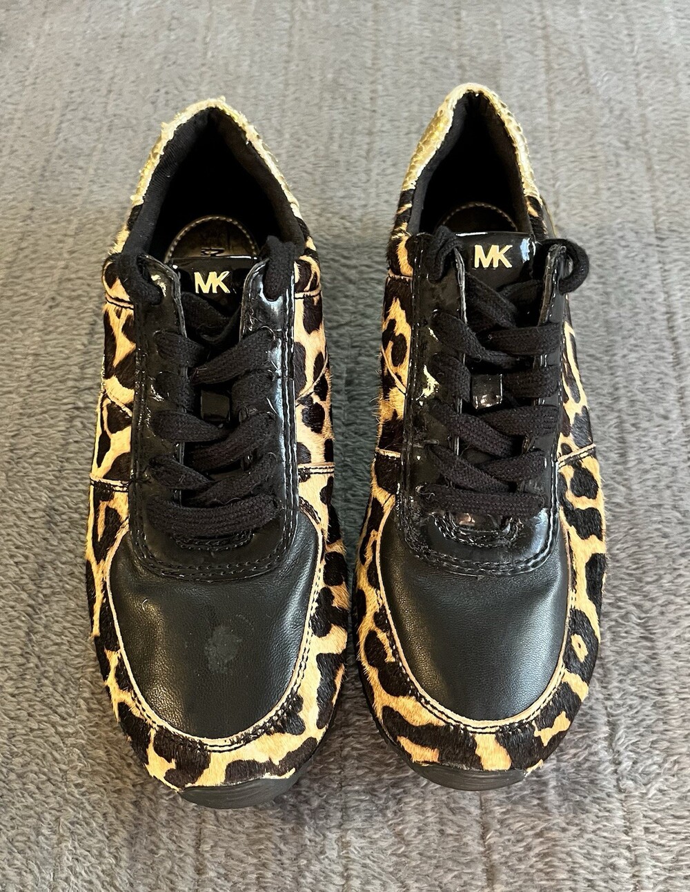 Women’s Michael Kors Trainer Sneakers Leopard Print Calf Hair Size 5.5